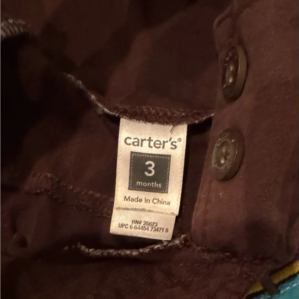 Carter’s- Brown Overalls with Blue Surf Van design size 3M